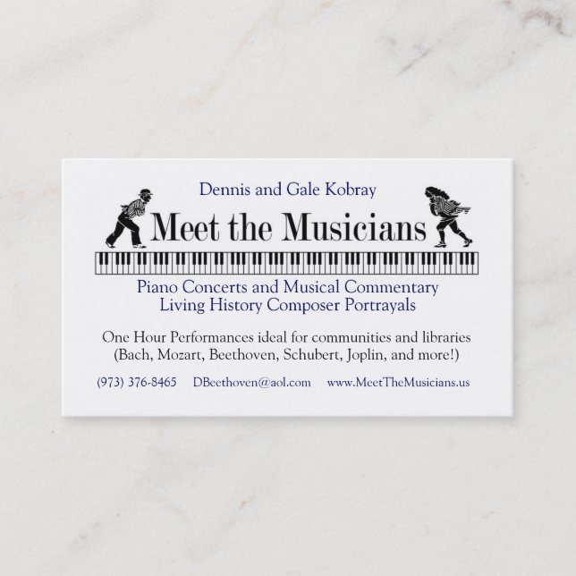 Rencontrez le carte de visite A de musiciens (Devant)