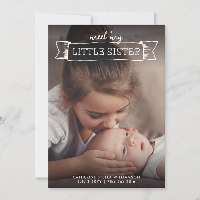 Rencontrez ma petite soeur Faire-part de naissance (Devant)