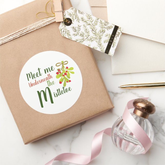 Rencontrez-Moi Sous Le Sticker Rond Mistletoe (Cadeaux)
