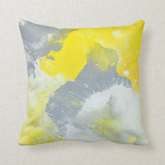 "Rendez un désordre" coussin gris et jaune d'art