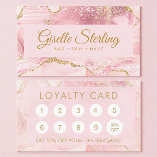 Rendez-vous Carte de fidélité en marbre d'agate rose doré