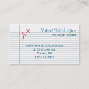 Rendez-vous Carte de visite de papier évalué de professeurs