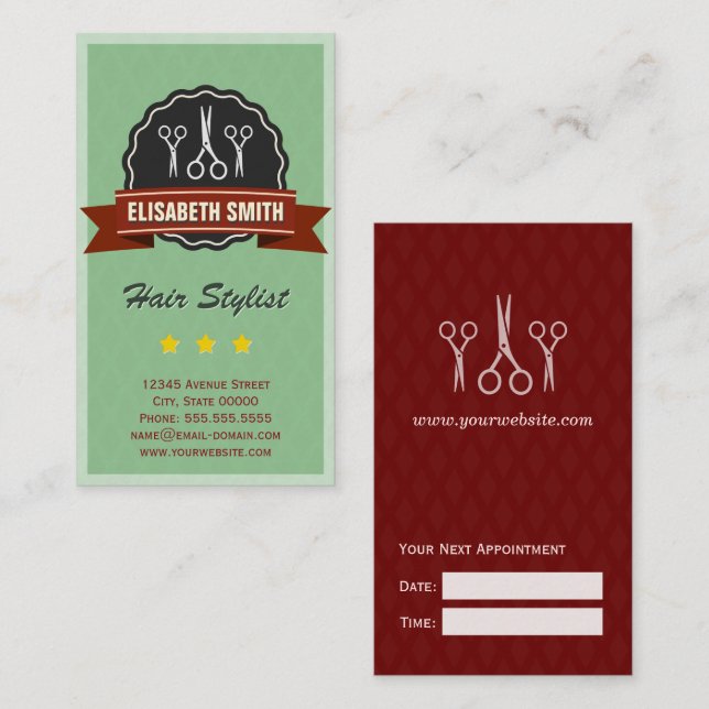 Rendez-vous Coiffeur Coiffeur Coiffeur Retro Vinta (Devant / Derrière)