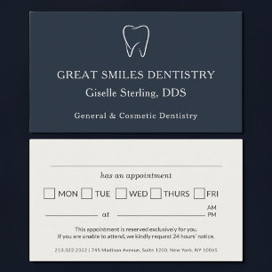 Rendez-vous dentaire bleu marine Dentiste