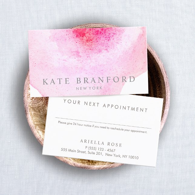 Rendez-vous floral rose (pink watercolor appointment reminder card
)