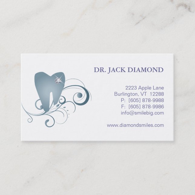 Rendez-vous Gris dentaire de logo de dent de diamant de carte (Devant)