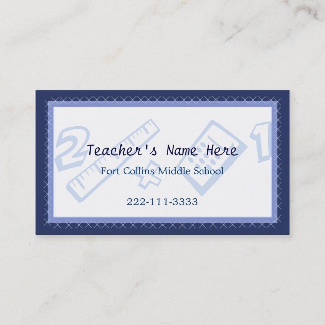Rendez-vous Le carte de visite du professeur fait sur commande (Devant)