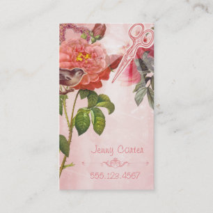 Rendez-vous Rose floral grunge de carte de visite de coiffeur
