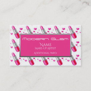 Rendez-vous Rouge à lèvres rose et Coeurs Cosmétiques Carte de