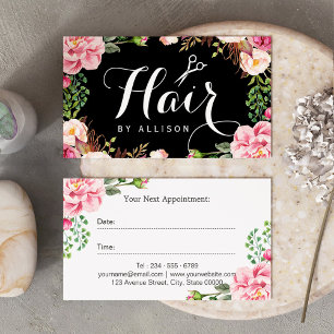 Rendez-vous Styliste de cheveux Script rose floral carte de re