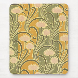 Rene Beauclair's Art Nouveau Stripes & Blume Mousepad