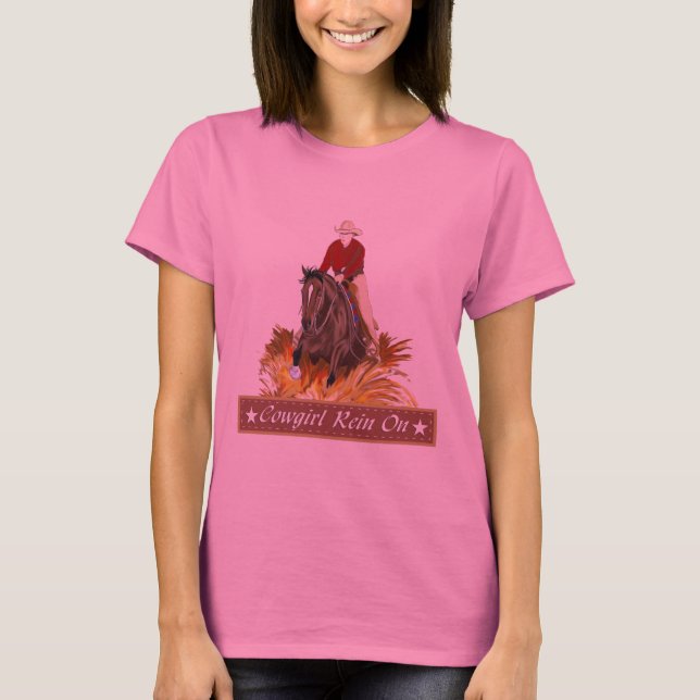 Rêne de cow-girl sur le T-shirt de dames (Devant)