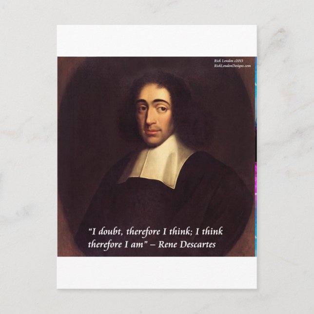 Rene Descarte Ich denke, daher bin ich Zitat Postkarte (Vorderseite)