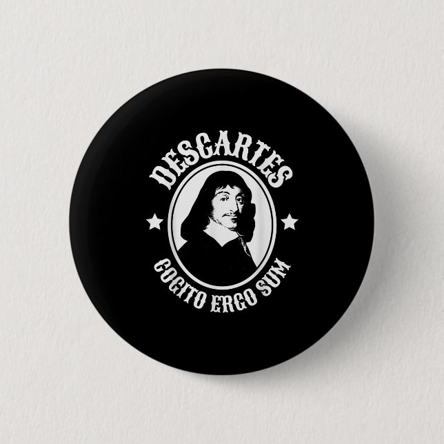 Rene Descartes Cogito Ergo Sum Quote Button (Vorderseite)