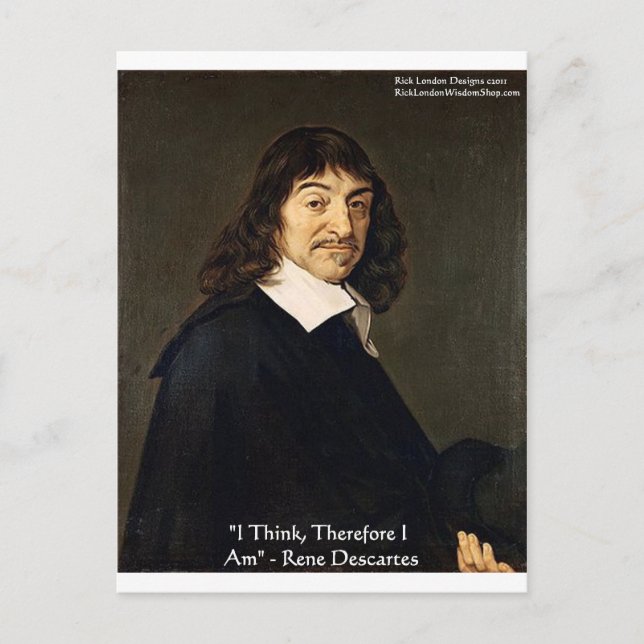 Rene Descartes "I Think Daher" - Geschenke und Kar Postkarte (Vorderseite)