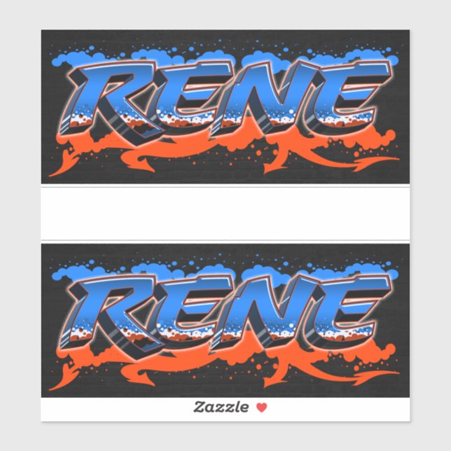 Rene Prénom Nom Graffiti Autocollants (Feuille)