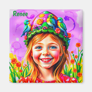 RENEE ~ EASTER BONNET ~ glückliches Mädchen ~ Magnet