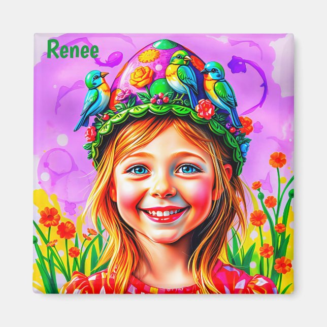 RENEE ~ EASTER BONNET ~ glückliches Mädchen ~ Magnet (Vorne)