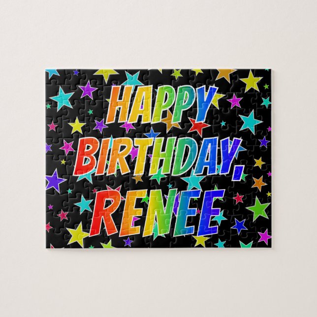 "RENEE" Vorname, Spaß "GLÜCKLICHER GEBURTSTAG" (Horizontal)