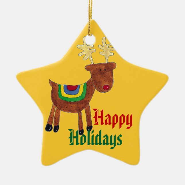 Renfeiertagsverzierung Keramikornament (Vorne)