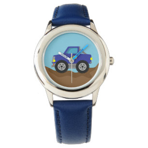 Renn-Blau-Monstertruck, für Jungen Armbanduhr