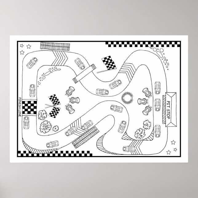 Rennbahn Motorwagen Jungs DIY Färben Poster (Vorne)