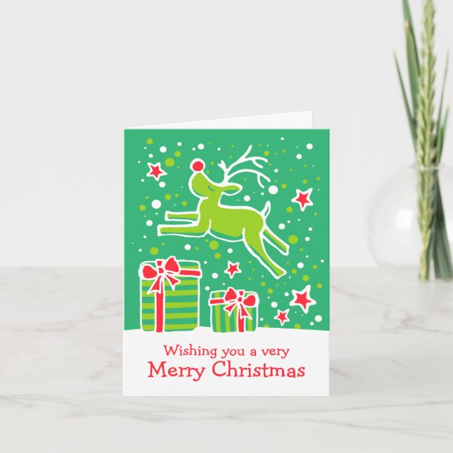 Renne caracolant au-dessus de la carte de Noël (Devant)
