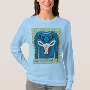 Renne Cerf Pull Ugly Art sur T-Shirt