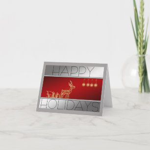 Renne de lumières Noël, Carte de vœux Rouge/Argent