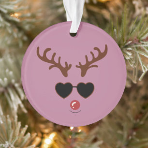 Renne de Noël drôle d'hiver Famille Cerf mignon 