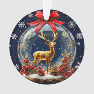 Renne Doré à l'Intérieur d'un Ornement de Noël Glo