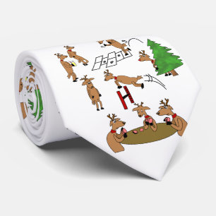 Renne drôle de cravate de Noël jouant des jeux