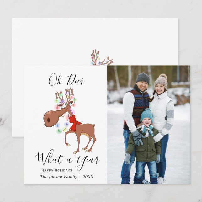 Renne drôle Joyeux Noël Carte de vœux d'entreprise (Devant / Derrière)
