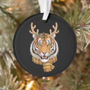 Renne Tigre Noël Animal Avec Bois Noël