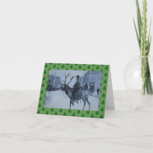 Renne vintage occidental w/snowman de carte de