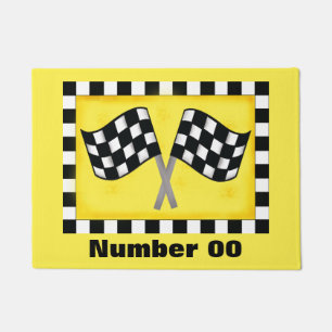 Rennen-Checkered Flaggen-kundenspezifische Zahl Fußmatte