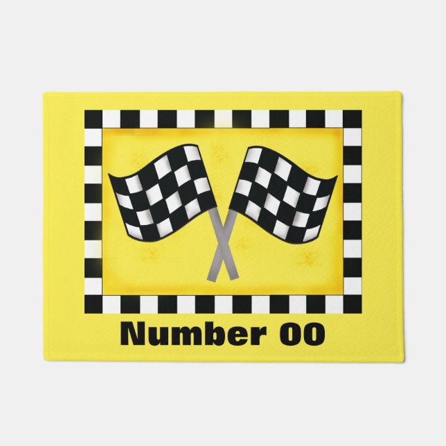 Rennen-Checkered Flaggen-kundenspezifische Zahl Fußmatte (Vorderseite)