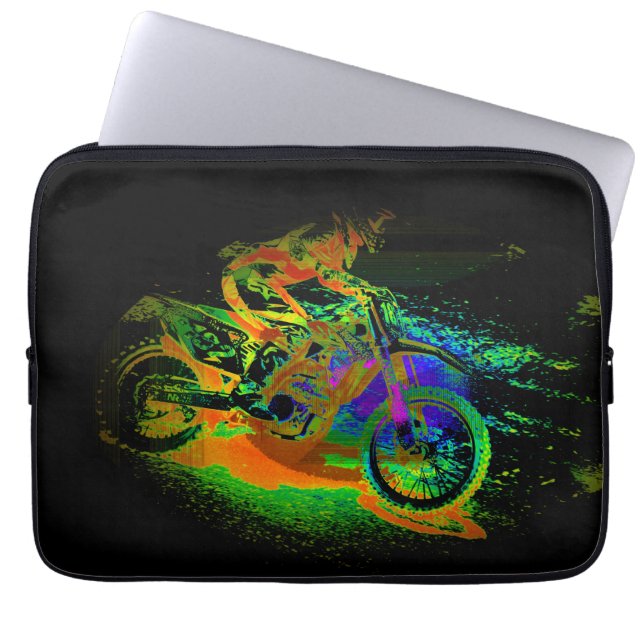 Rennen Sie ins Finish! - Motocross Racer Laptopschutzhülle (Vorderseite)
