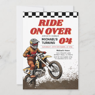 Rennen über Kid's Dirt Motorcross Geburtstagsparty Einladung