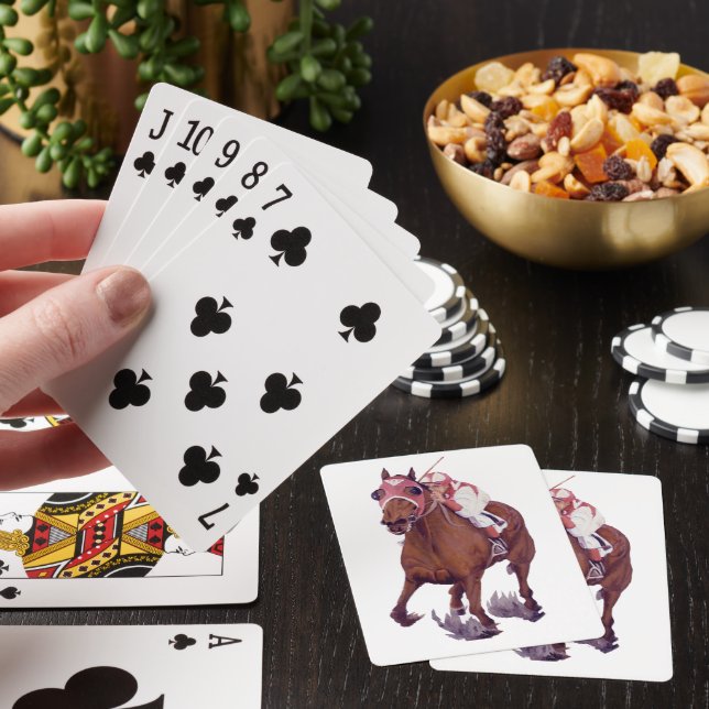 Rennen um gedankenvolle Pferde Spielkarten (In Situ)