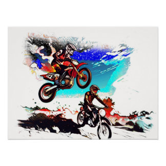 Rennen um zu gewinnen - Motocross-Rennfahrer Poster