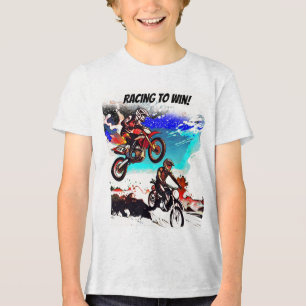 Rennen um zu gewinnen - Motocross-Rennfahrer Tri-Blend Shirt