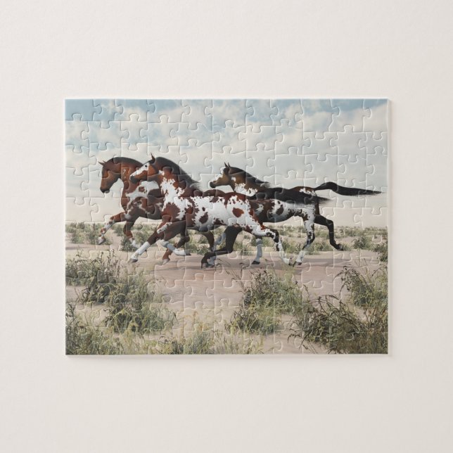 Rennen wie der Wind - Galopp Pferde Puzzle (Horizontal)