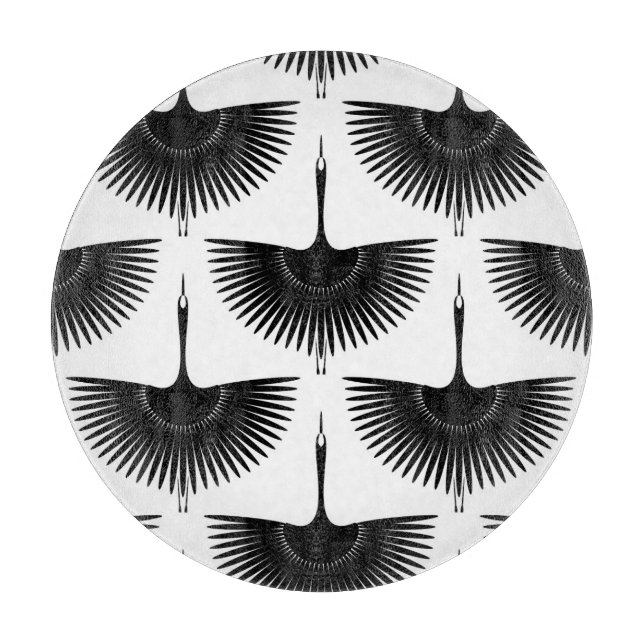 Renner Crane: Orientales Vogelmuster Schneidebrett (Vorderseite)