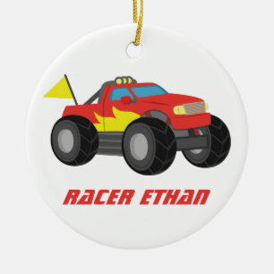 Renner roter Monstertruck, für Jungenzimmer Keramikornament