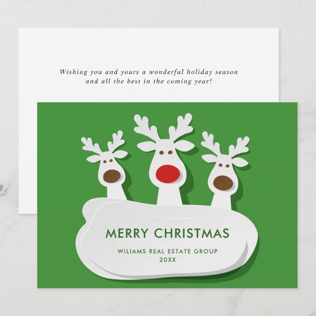 Rennes drôles Joyeux Noël Carte de vœux d'entrepri (Devant / Derrière)