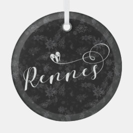 Rennes Flag in Heart, Roazhon, Breton Ornament Aus Glas