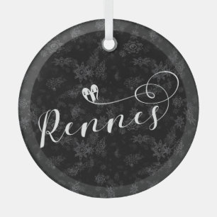 Rennes Flag in Heart, Roazhon, Breton Ornament Aus Glas