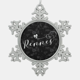 Rennes Flag in Heart, Roazhon, Breton Schneeflocken Zinn-Ornament