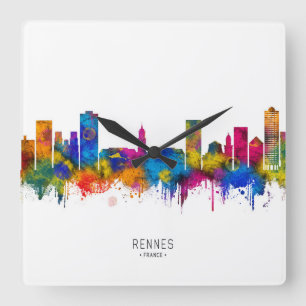 Rennes Frankreich Skyline Quadratische Wanduhr